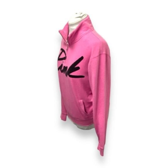 PINK Women’s Long Sleeve 1/4 Zip Collar Pullover Sweatshirt, Pink, size XS - Picture 4 of 7